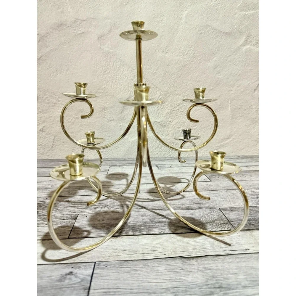 Vintage Mid Century Modern Silver Plated Candelabra Asymmetrical Multi Branch